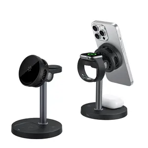 Wireless Fast Charging Station 15w Magnetic Wireless Charger with Tec Cooling, Prevents Heating, for iPhone 12-17 Series, Iwatch 3-11 & Airpods2 Pro-4