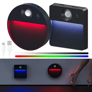 Human Body Sensor Small Ground Light Stair Step Floor Lamp Battery Powered LED Footlight Automatic Night Light with USB Charging Compact Design