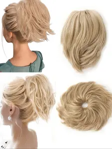 Heavy Messy Bun Claw Clip Short Ponytail Extension with Metals Wire for Women DIY Full Easy Bun Soft Synthetic Hair