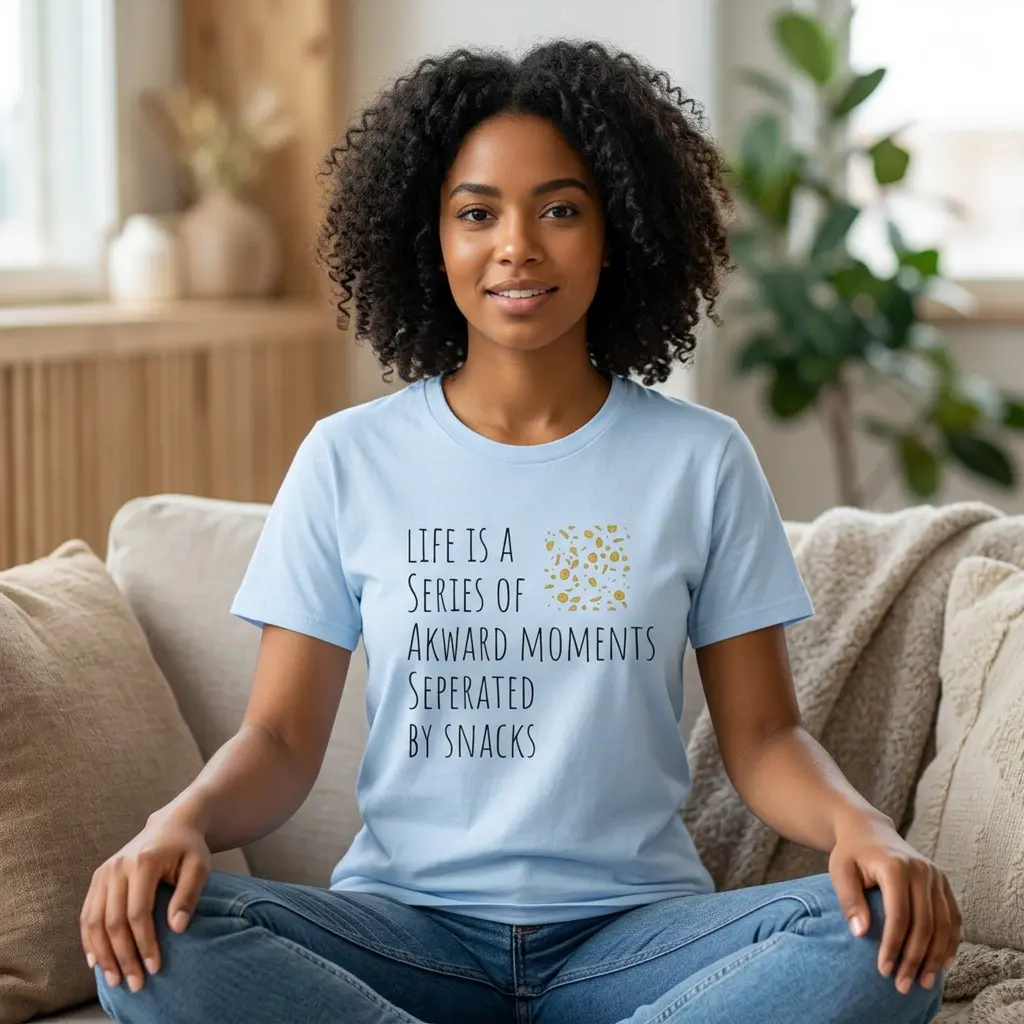 Women's Unisex Graphic T-Shirt - Threads & Co, Ring-Spun Cotton Fabric, "Life Is a Series of Awkward Moments" Casual Top