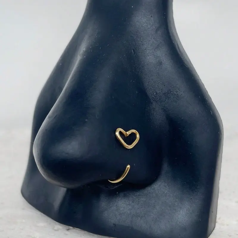 Stainless Steel Heart Design Nose Ring, Unique Body Piercing Jewelry, Elegant Accessories for Women
