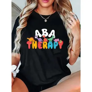 🎉 100% Cotton Unisex Cute Dinosaur ABA Therapy Behavior Analysis Therapist Squad T-Shirt