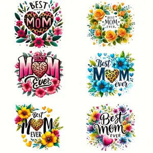 6 Sets Best Mother's Day Heat Transfer Designs DIY Washable Vinyl Iron on Patches for T Shirts and Decorations