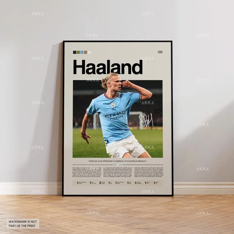 Haalland  City Poster, Framed Football Wall Art Sport Poster, Trendy Wall Art, Motivational Poster, Digital Print, What If Poster Print