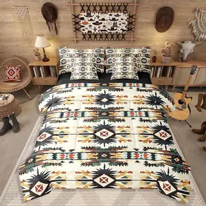 Feelyou 7-Piece Aztec Motif Bedding Set - Breathable Southwest Ethnic Comforter Set with Navajo Design, Western Rustic Bohemian Bed-in-a-Bag for Teens (Comforter Queen Size Available), Bedding Sets, Quilt Bedding Set