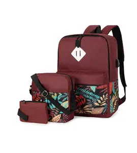 Fashion Laptop Backpacks MKD9516 Men's Waterproof Oxford Softback with USB Port 20-36L Geometric Pattern Daypack 32x6x43cm