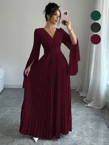 Women's Elegant A-Line Maxi Dress, Flounce Sleeves & Ruffled Hem Design, Perfect for Parties & Daily Wear, Fashionable Women's Clothing