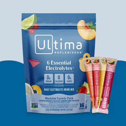 Ultima Replenisher Mocktini Variety Daily Electrolyte Drink Mix – 16 Sugar-Free Hydration Packets with 6 Key Electrolytes, Vitamin C & Zinc - Vegan, Keto & Non-GMO