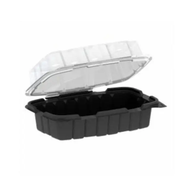 Anchor 4666916 NJ Rectangular Polypropylene Hinged Storage Container - 9x6 in., Black Base, Vented Lid, Case of 110