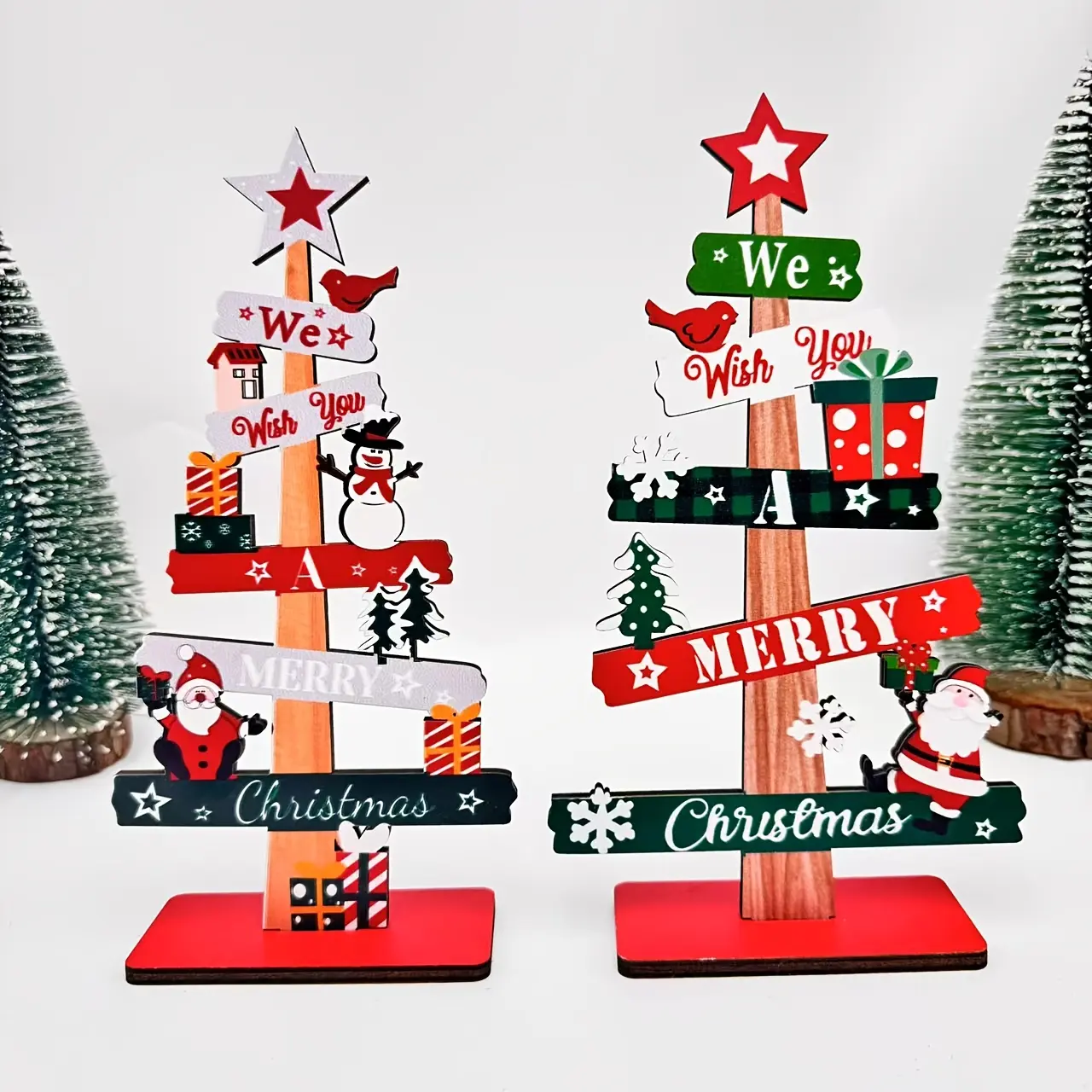 1 x Christmas Tree Gnome Home Decor, Desktop, Christmas Decorations, Suitable for Office Party Tiered Tray Desktop Decoration (We Wish You a Merry Christmas)