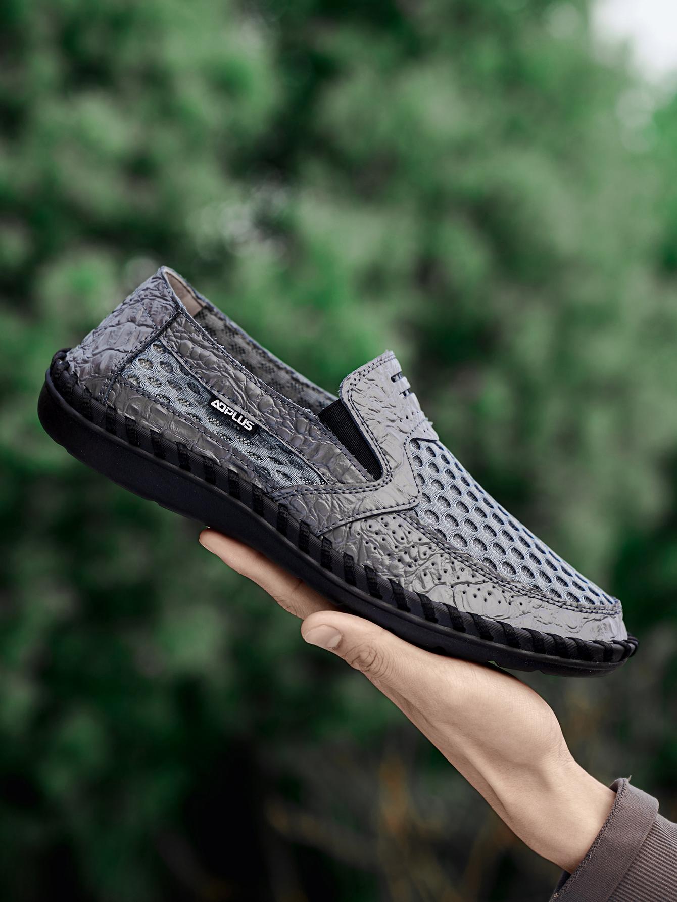 Boss Loafers with Secret Comfort​| Croc-print luxury with hidden airflow 3D mesh.3-second slip-on.Your stealth upgrade from meetings to private time