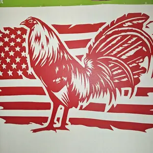 Gamefowl Flag Decal #3 for Cars or Trucks - Customizable Design with Red and White Flag Pattern, 651 Vinyl Material, Enhances Visibility and Style
