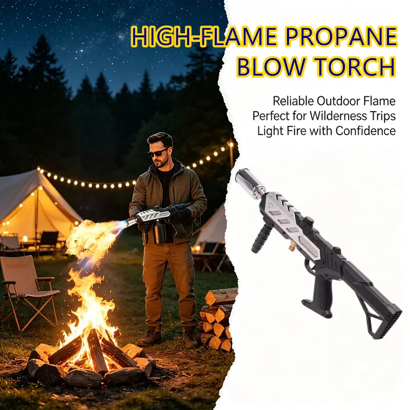 Durable Propane Torch Gun with Adjustable Flame & Ergonomic Grip - Gold Culinary Blowtorch for Searing Steak