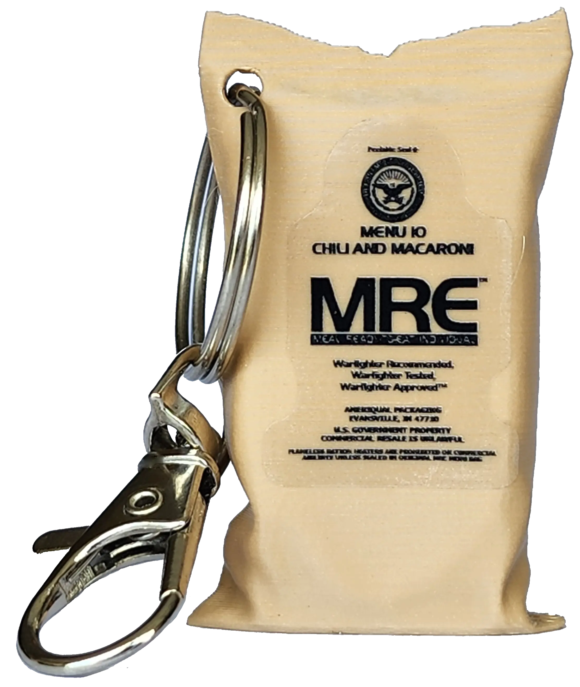 Chili Mac MRE Keychain - Perfect for Reminding of Good Times in the Field with Buddies - Not for Eating