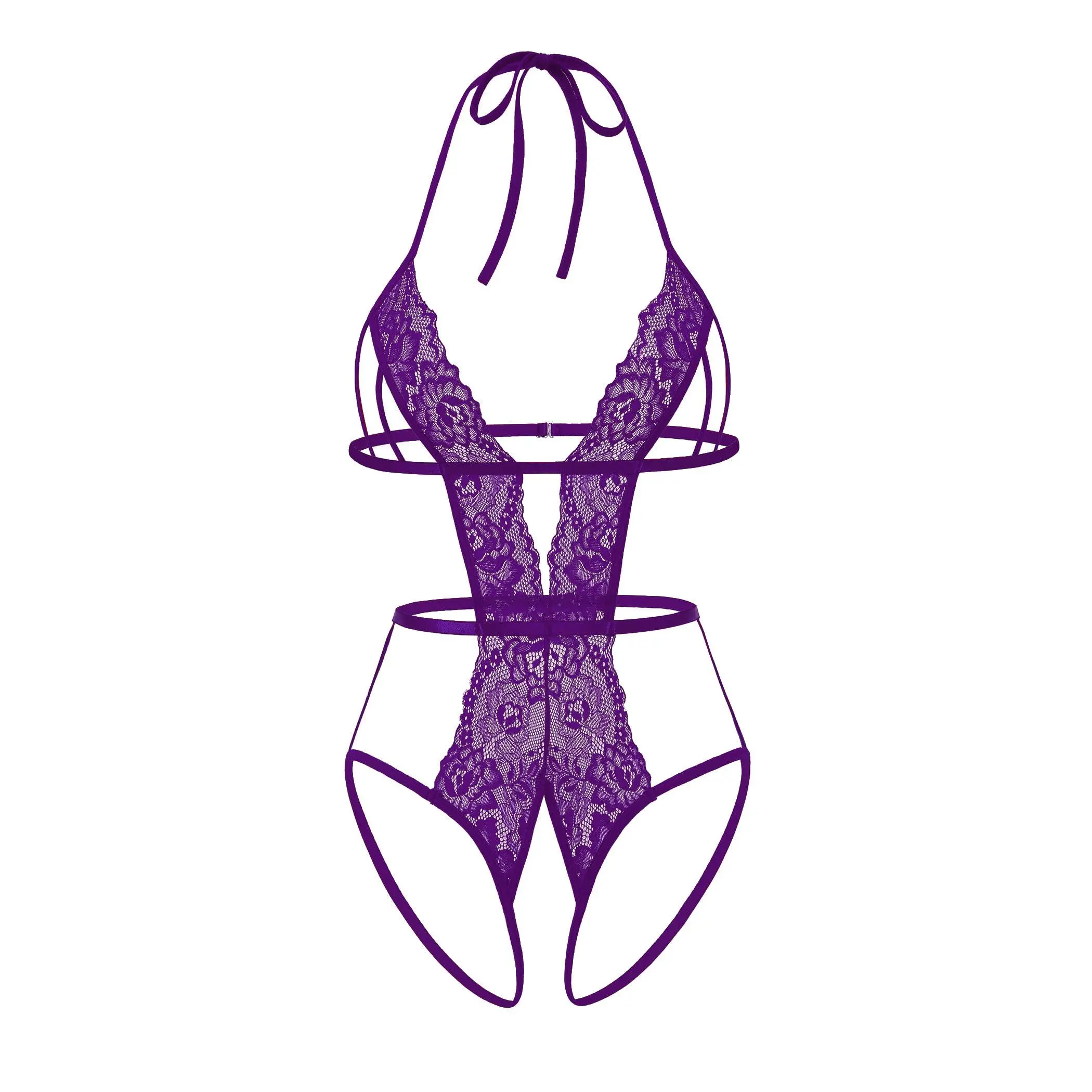 Avidlove Women Deep V Halter Lingerie Teddy Lace Bodysuit One Piece Babydoll Sexy Outfit