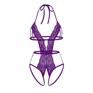Avidlove Women Deep V Halter Lingerie Teddy Lace Bodysuit One Piece Babydoll Sexy Outfit