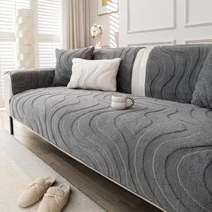 Couch Cover Sofa Covers Washable, Velvet Fleece Sofa Slipcovers for 4 Cushion Couch, Non-Slip Furniture Protector for Dog Pet, L Recliner Sectional Couch Cover Grey,36"X94"(Only 1 Pcs)