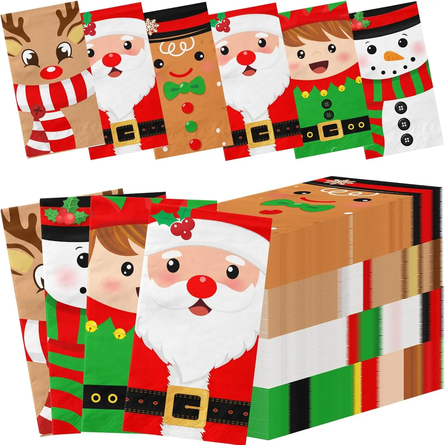 Christmas Paper Napkins with Santa Elk Snowman for Holiday Party 40pcs Disposable Napkins 4.3"x7.9" Folded 13"x15.7" Unfolded Quality Paper 2 Layers Soft Comfortable Water Absorption Ideal for Christmas Parties