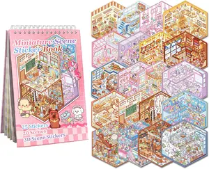 20 Sets DIY 3D Sticker Scene Collection Book for Kids Adults Cute Make Your Own Shop House Stickers for Gifts Stickers Therapy for Adult Relief Stress Pass The Time Play Park Hamburg Castle Library