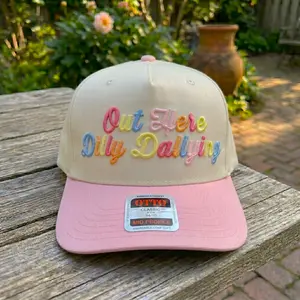 Out Here Dilly Dallying Embroidered Trucker Hat, Colorful Dilly Dallying Cap, Summer Vibes