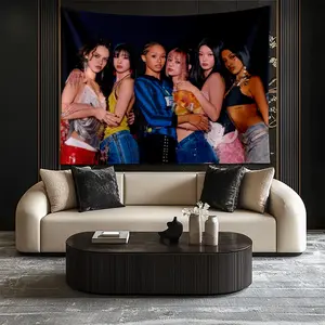 Katsy Kpop Backdrop Idol Tapestry Wall Hanging, Korean Pop Photography Background, Polyester Wall Decor for Bedroom, Gaming Setup, Studio, Fan Room, Party Decoration