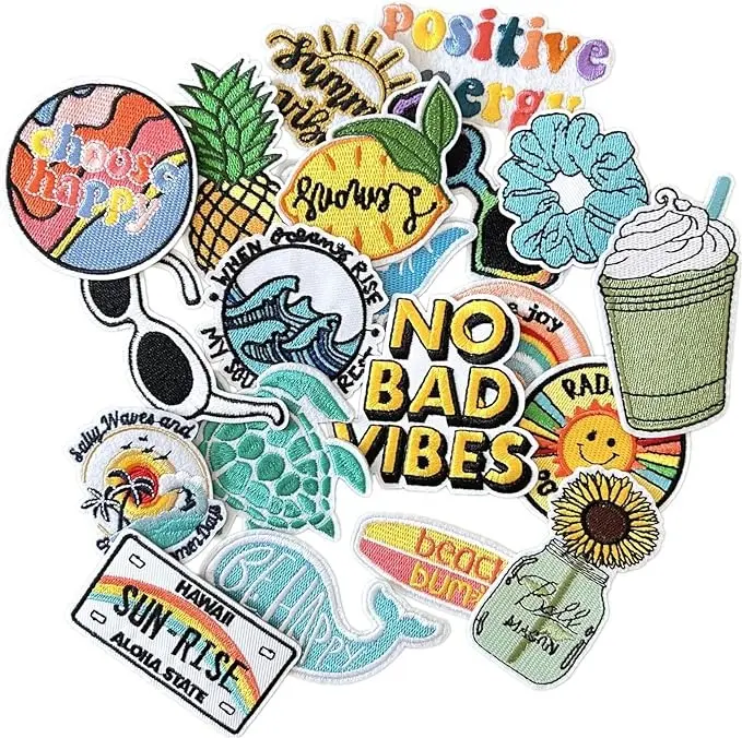 Kawaii Cartoon Iron On Patches, Cute Decor Patches for Backpacks, Embroidery Applique Aesthetic Stuff for Clothing, Jackets, Jeans, Hats (Cute1 20 Pcs)