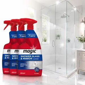 Magic 28 oz. Glass Cleaner with Stay Clean Technology, 7-Day Protective Coating Repels Soap Scum & Hard Water, Easy Spray & Wipe for Streak-Free Shine on Glass & Mirrors, Also Prevents Fog, Leaves Invisible Shield for Lasting Clean & Fog-Free Surface