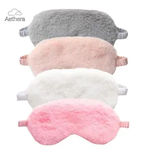 Plush Rabbit Fur Sleep Eye Mask, Soft Breathable Winter Eye Cover, Comfortable Ice Silk Light Blocking Blindfold for Travel & Night Sleep