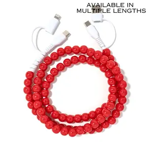 Beaded Phone Charger Red Hot