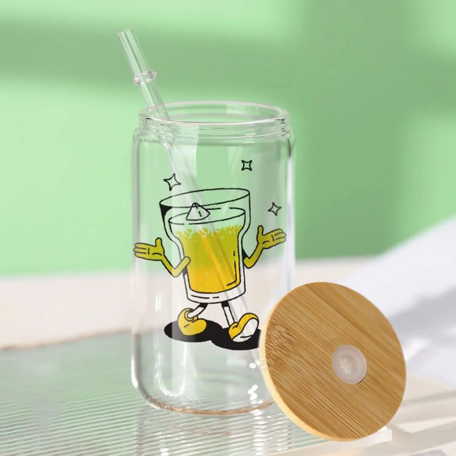 USA 25pcs 16 oz Glass Cans Cups with Bamboo Lid and Straw Sublimation Blank  Wholesale - TikTok Shop