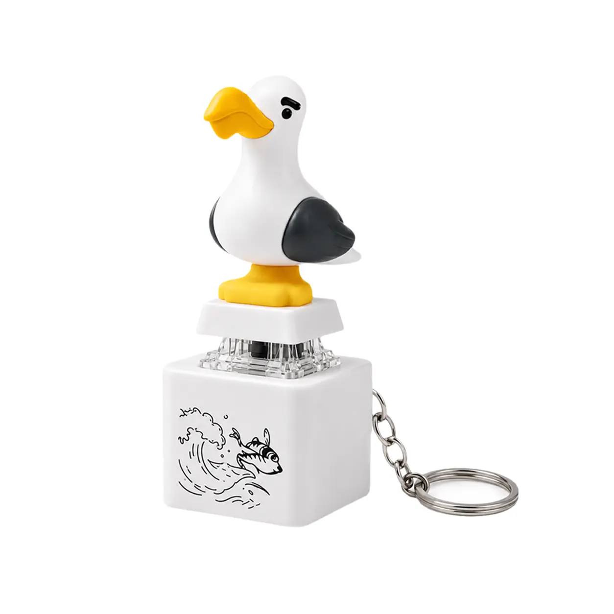 Funny "MINE!" Seagull Fidget Keychain | Light Up Keyboard Switch Toy