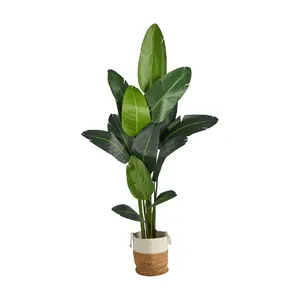 Nearly Natural 7-ft Artificial Travelers Palm Tree with Baske