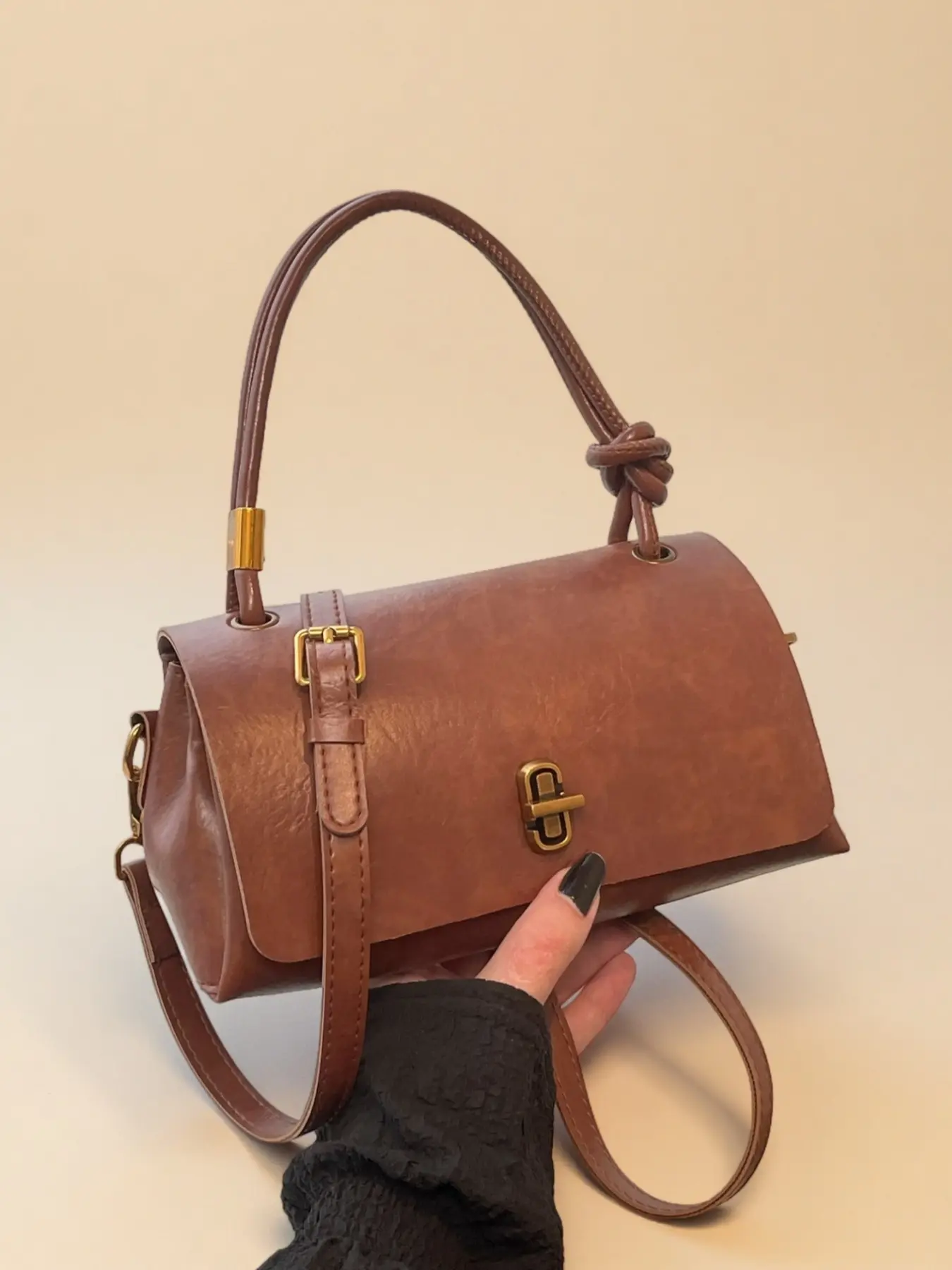 Women's Vintage Handbag Crossbody Shoulder Bag, PU Tote Satchel, Flip-Top Design with Metal Buckle, Large Capacity Multi-Pocket, Ideal for Commuting Work Leisure, Handbag Shoulder Purse, Crossbody Bags, Commuter Crossbody Bag