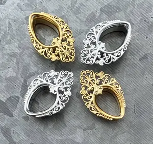 PAIR of Elegant Filigree Teardrop Double Flare Tunnels/Plugs in Silver or Gold - Gauges 0g (8mm) thru 5/8" (16mm)