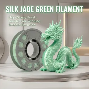 Silk Emerald Gradient PLA 3D Printing Filament 1.75mm, Glossy Silky Jade Green Seamless Color Transition, 0.66lbs Anti-Tangle Neat Spool, Low-Warp Eco-Friendly PLA, Stable Extrusion For All Desktop FDM 3D Printers