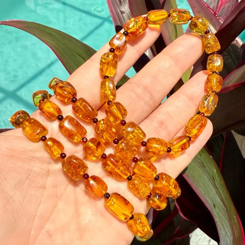 Natural Baltic Amber Nugget Beaded Bracelet Handcrafted Genuine Amber Beads for Stylish Jewelry Unique Handmade Design