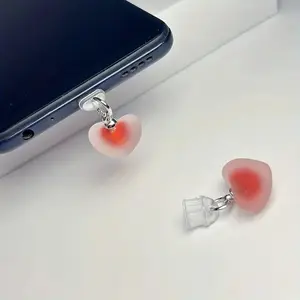 Heart-Shaped Phone Charging Port Dust Plug, Heart Phone Decoration Pendant, DIY Couple Phone Charm, 1pc Anti-Dust Accessory
