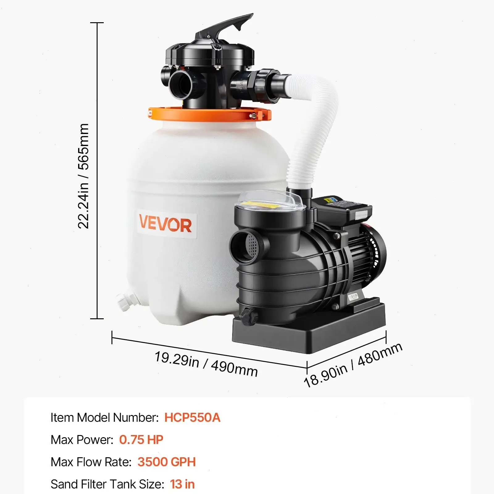 13 inch - 3500 GPH, 0.75 HP