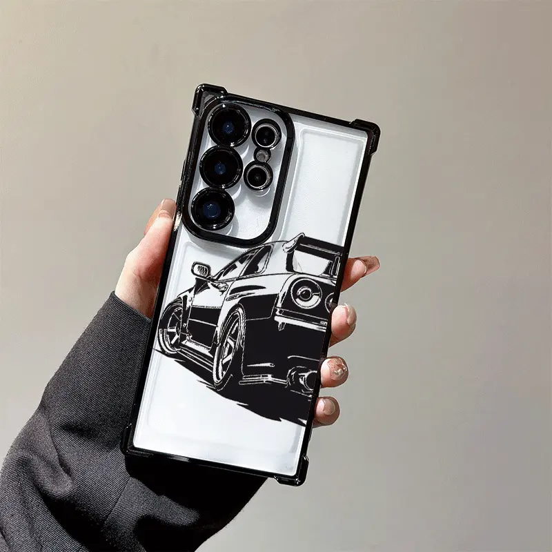 Flexible TPU Car Pattern Casing - Drop-Proof Full Corner Protection Protector, Trendy Fashion Handheld Cover for Various Models of Samsung Galaxy S25 EDGE S24 S23 S22 S21 S20 Ultra FE Plus Smartphones, Mobile Phone Accessory
