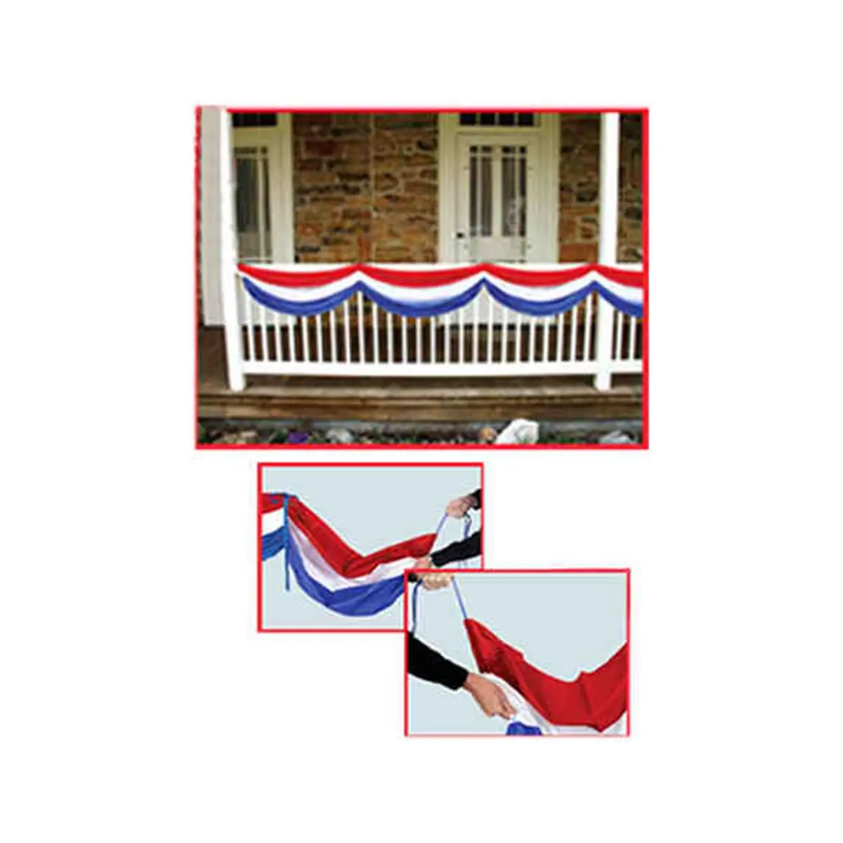 212 MAIN RWB Fabric Bunting, Pack of 6 Fabric Banners, Indoor/Outdoor Hanging Home Decor, Fabric Banner