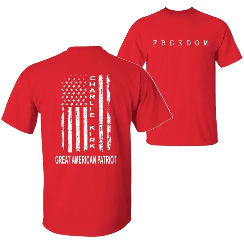 Freedom A True American Patriot with US Flag Graphic T-shirt, Wear Red on October 14 T-shirt, His Birthday T-shirt, Unisex Cotton T-shirt for Men and Women
