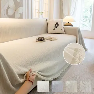 Couch Cover for Dogs, Boho Sofa Covers for 1/2/3 Seat Cushion Couch, Chenille Sofa Slipcover for Pets Washable, L-Shape Sectional Couch Loveseat Cover Soft Throw Blankets with Tassels,Couch Cover Blanket for Living Room