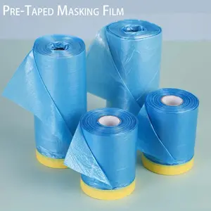 High Performance Pre-Adhesive Masking Film Coverage for Cars and Painting, Thin Material, No Residue, Ideal for Painters, Durable and Easy to Tear
