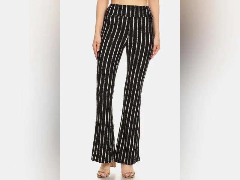 Leggings Depot Striped High Waist Flare Pants