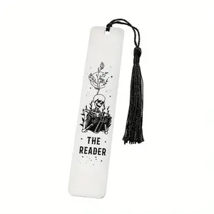 Skeleton Pattern Bookmark with Tassel, 1 Count Stainless Steel Bookmark, Book Mark for Book Lovers, Birthday & Holiday Present