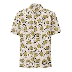 Possum Parade Button Up Unisex Oversized Hawaiian Shirt Unique Funny Gift Idea Casual Woven Polyester Fabric Relaxed Fit Short Sleeves Spread Collar Button Closure Sublimation Printing