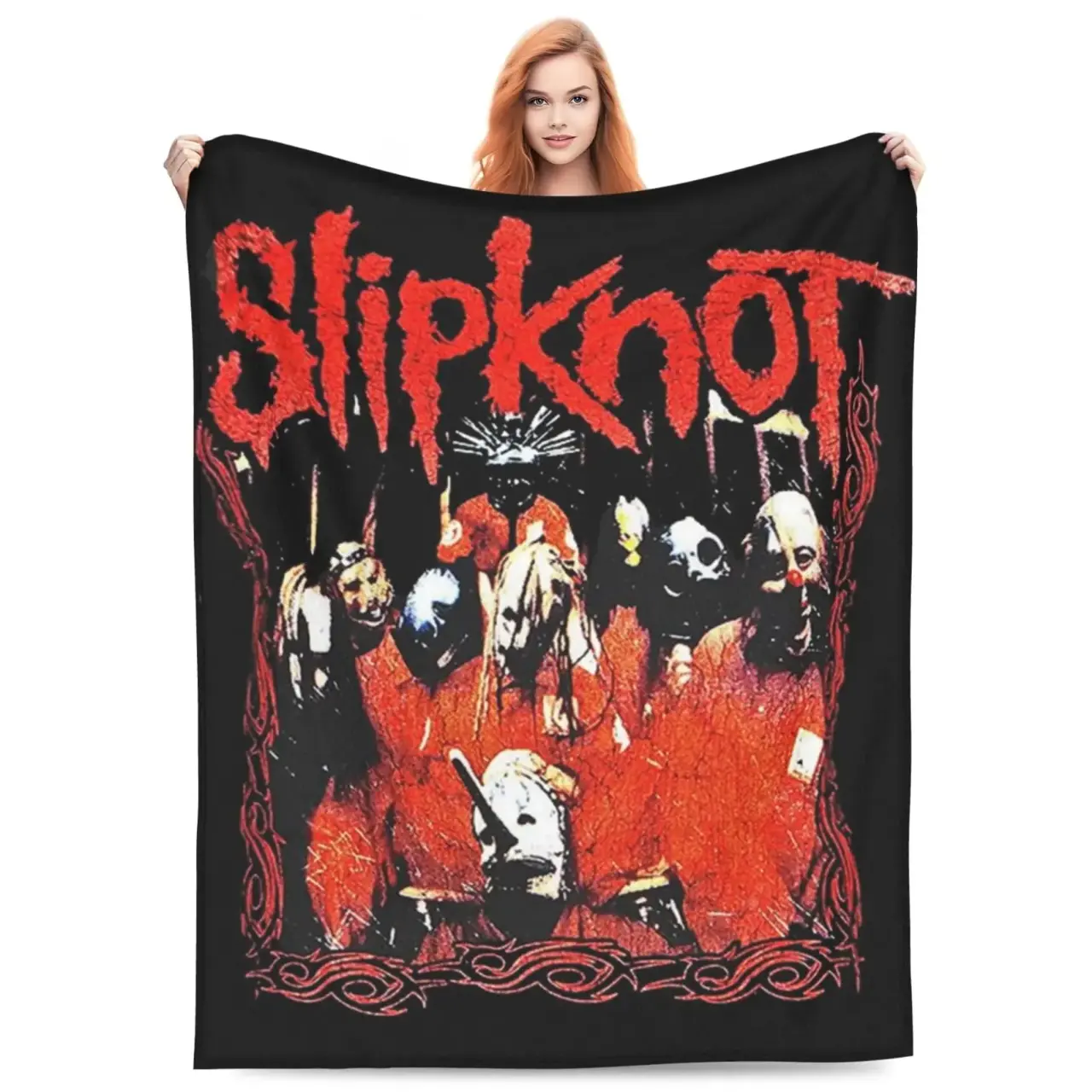 Slipknot Band Throw Blanket Heavy Metal Music Fan Gift, Horror Rock Fleece Blanket for Couch Sofa Bed, Gothic Bedroom Decor Blanket for Men, Concert Merch Gift