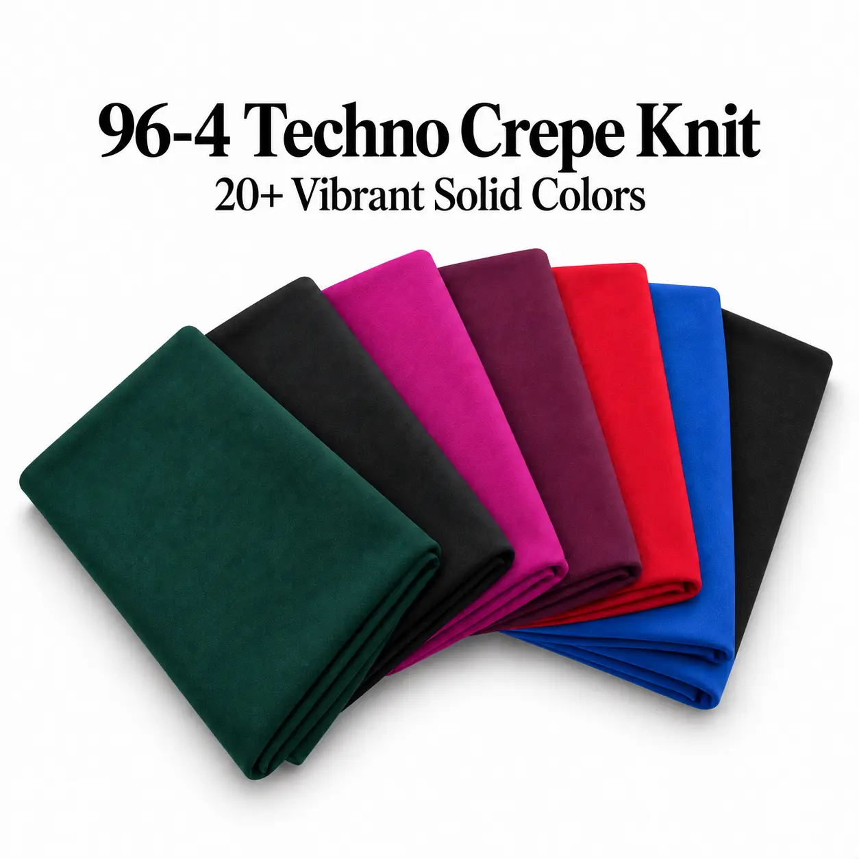 Techno Crepe Knit Fabric by the Yard - 240 GSM Poly-Spandex Apparel Wear, Solid Colors, Structured 4-Way Stretch, Crepe Texture for Glam Look Dresses, Blazers