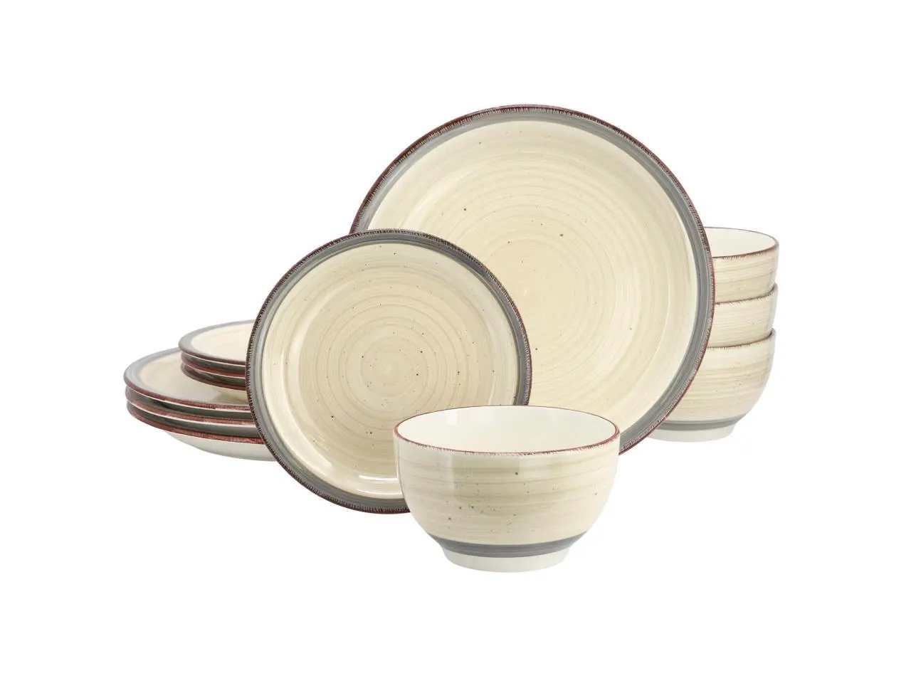 Gibson Home Holcomb 12 Piece Ceramic Dinnerware Set in Beige Gibson Home Holcomb 12 Piece Ceramic Dinnerware Set in Beige