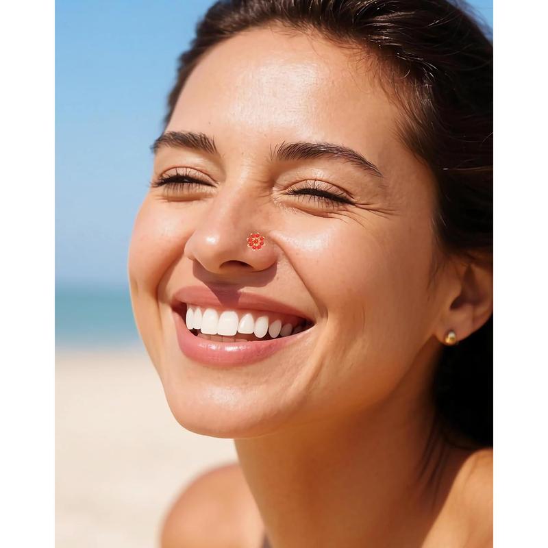 Nose Rings L Shaped for Women Nose Piercings 20G Surgical Stainless Steel  Nose Studs Pink Red CZ Heart Butterfly Flower Cherry Bow Moon Dangle Nose Piercing